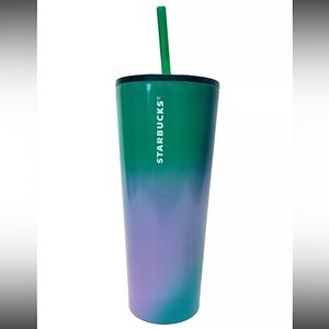 Starbucks Green Blue Abstract Gradient Stainless Steel Cold Cup Tumbler 24oz